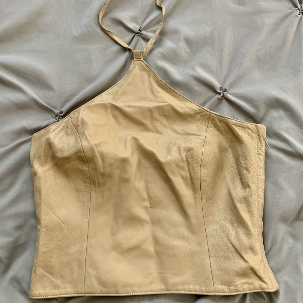 Leather halter top